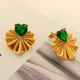EH693 Green Glass Gold Earrings